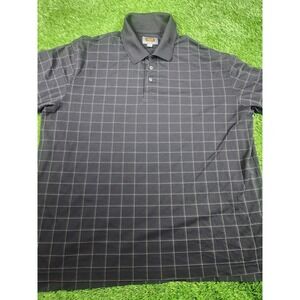 The Foundry Supply Co Polo Shirt Mens 2XL Gray Quick Dri Check Golf Casual